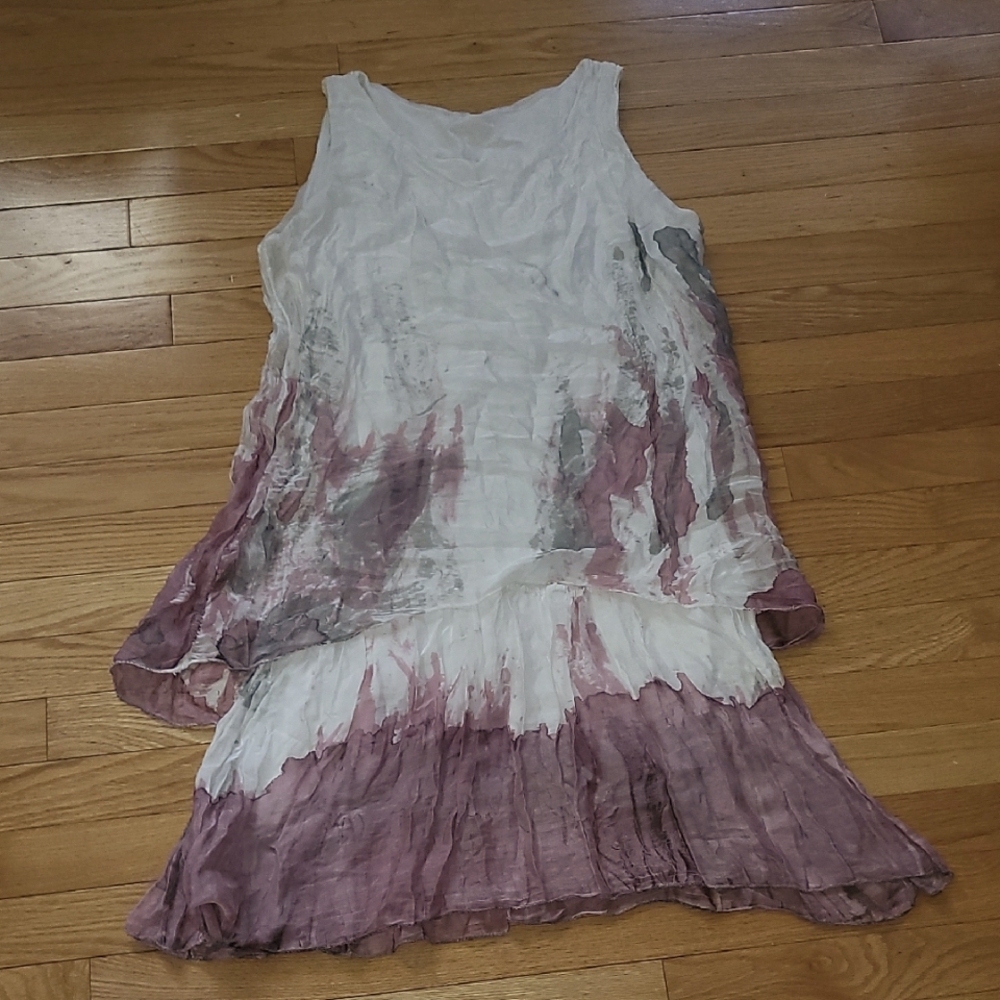 EUC silk blend dress In White and Purple Made in Italy